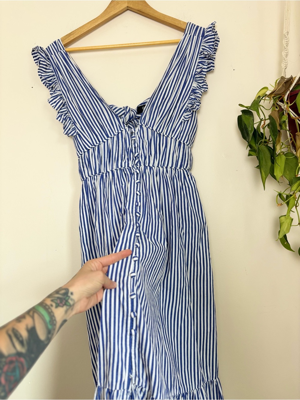 O.P.T. Stella Blue & White Stripe Midi Dress - Picture 5 of 8